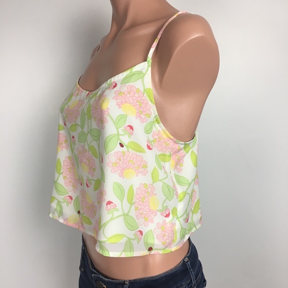 🛍 H&M | Floral Print Crop Tank | Size 8 - Picture 4 of 8